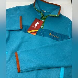 Cotopaxi Blue Fleece Jacket with Orange Trim